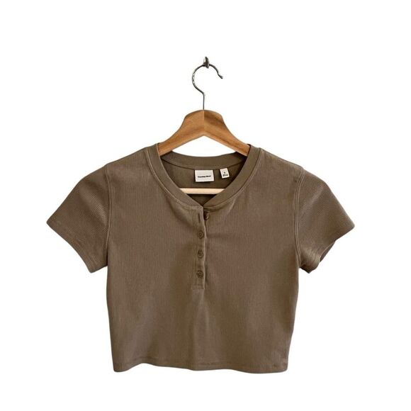 Aritzia Sunday Best Y2K Cropped Henley Baby Top Size SMALL Ethical Minimalist - Picture 1 of 10